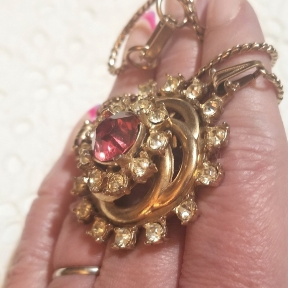 MCLELLAND BARCLAY Rare 1940s Rhinestone Necklace Brooch Combo - Picture 3 of 7